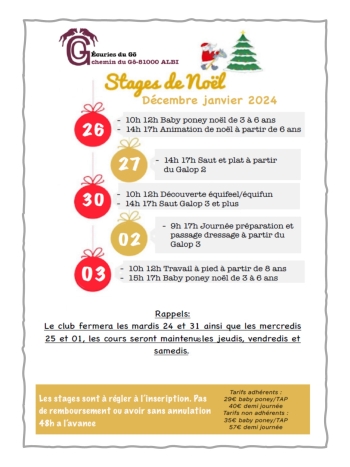 STAGES NOËL 2024