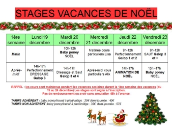 STAGES VACANCES NOËL
