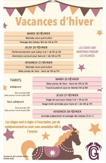 STAGES FEVRIER 2025